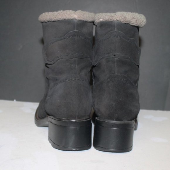 Aquatalia Italy Suede Zip Front Sherpa  Fur Lined Weatherproof Boots - Picture 6 of 9